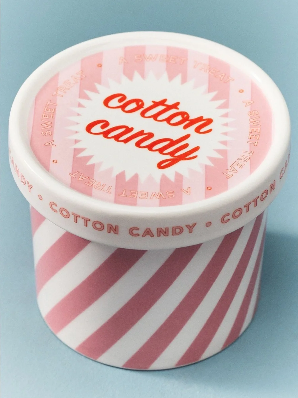 Anthropologie Ceramic Candle Ice Cream Gourmand Cotton Candy Pint New Pink